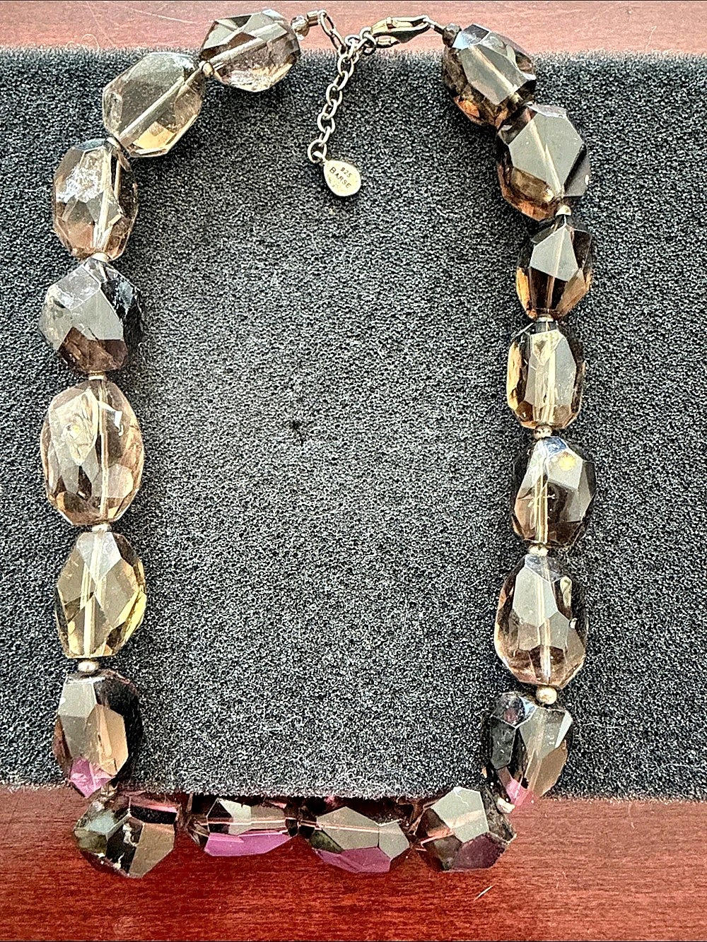 Barse Faceted Beaded Necklace in Brown/Amber Smoky Quartz